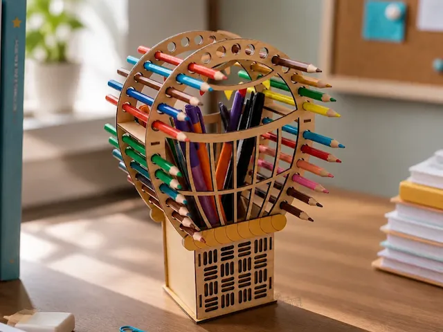 Hot Air Balloon Shaped Desk Organizer for Pencils and Pens Laser Cut. Children's Room Decor