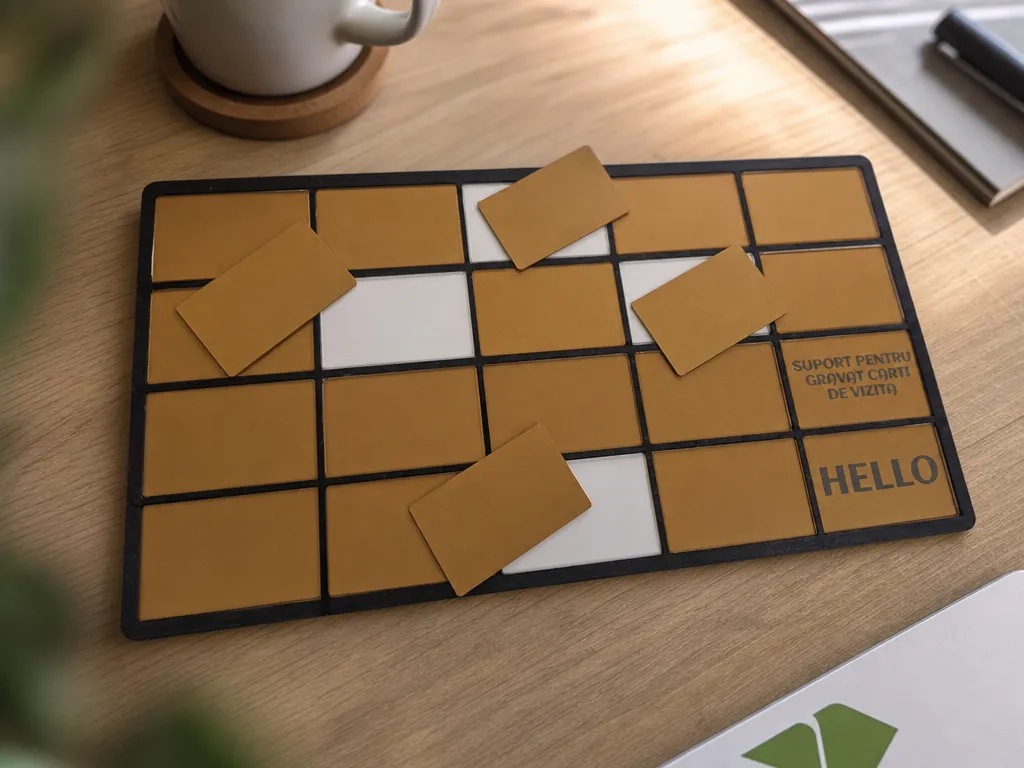 SUPPORT FOR ENGRAVING BUSINESS CARDS