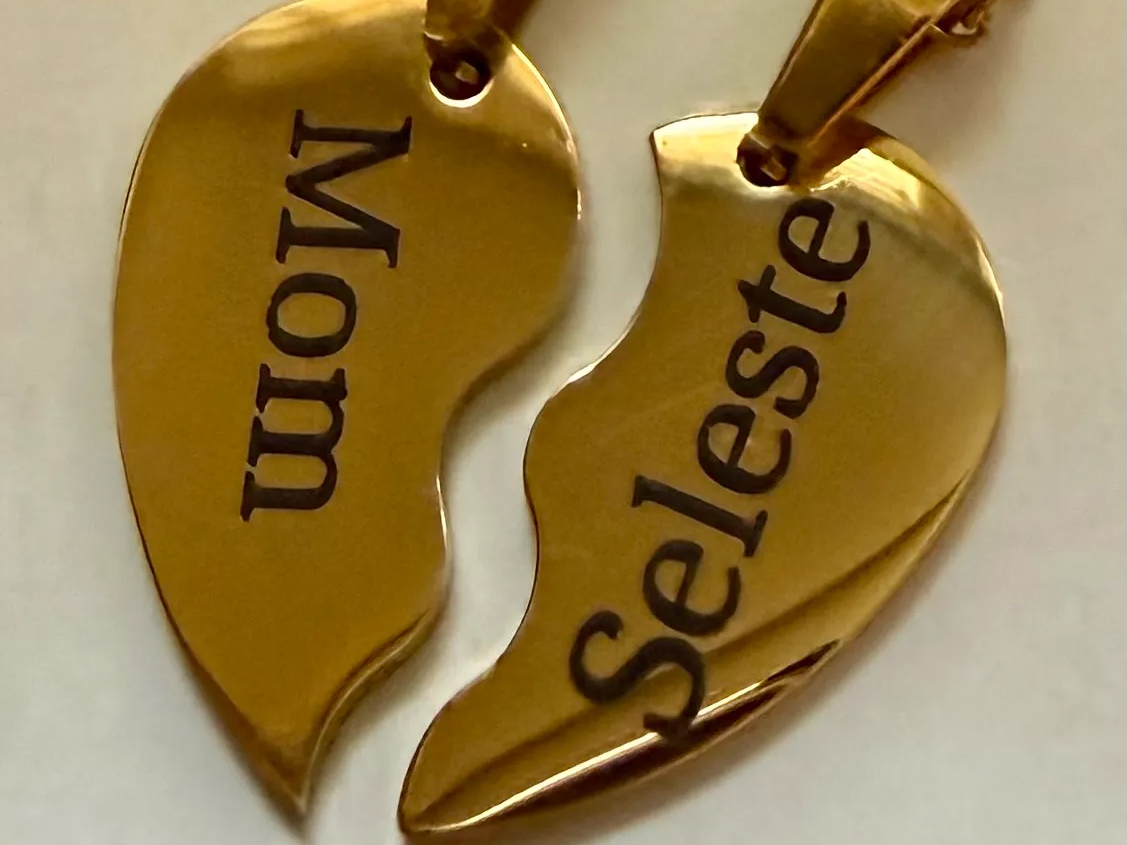 Mother/Daughter, split heart necklace