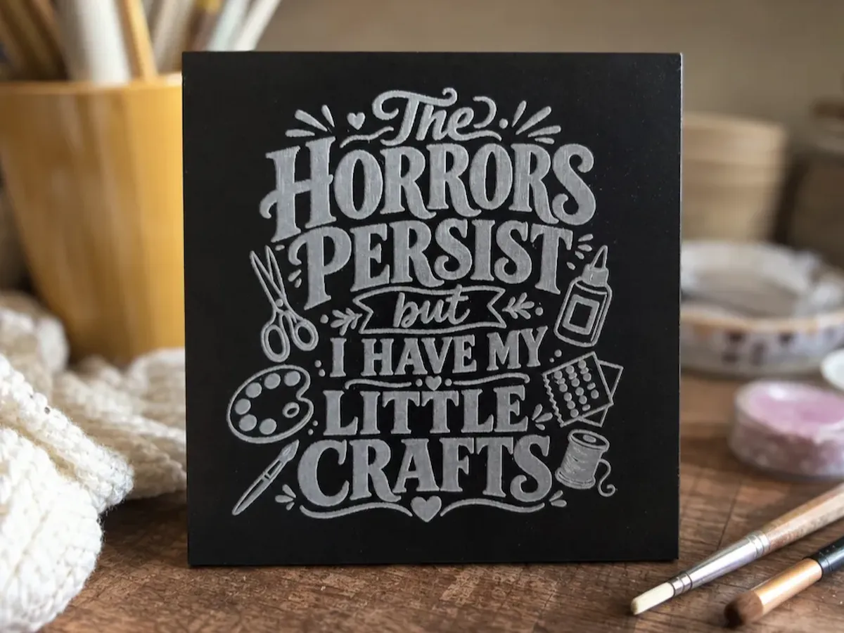 [Laser cut and engrave] Funny Crafting Black Acrylic Engraving Design