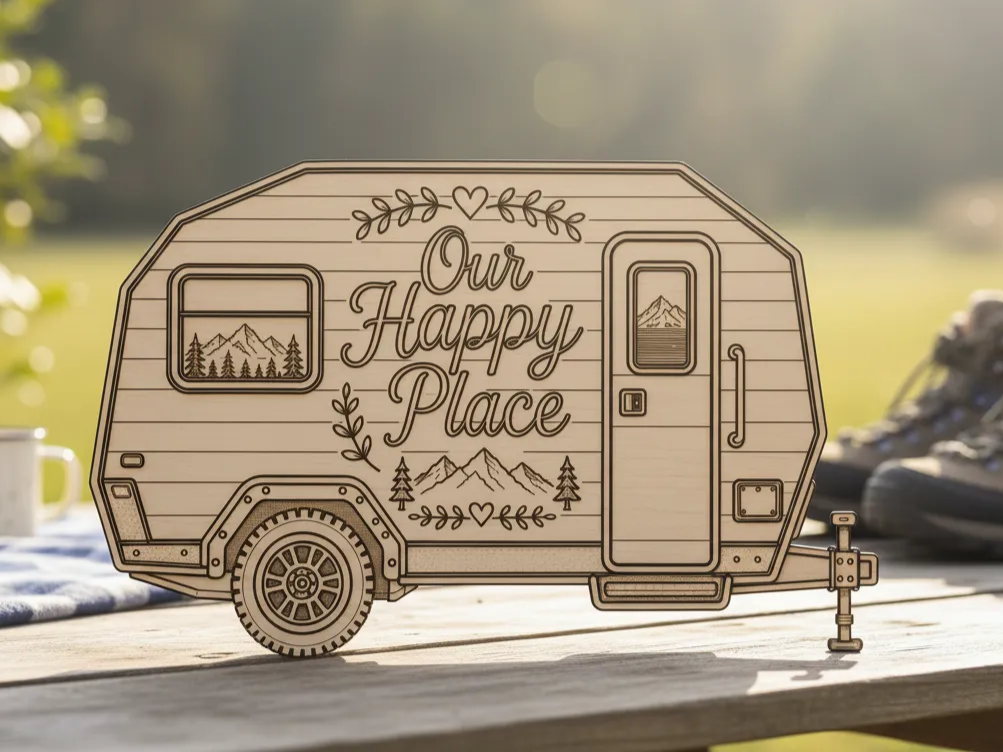 Our Happy Place - Camper Trailer Wooden Sign