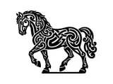 [Laser cut and engrave] Cheval noir avec motifs celtiques entrelacés