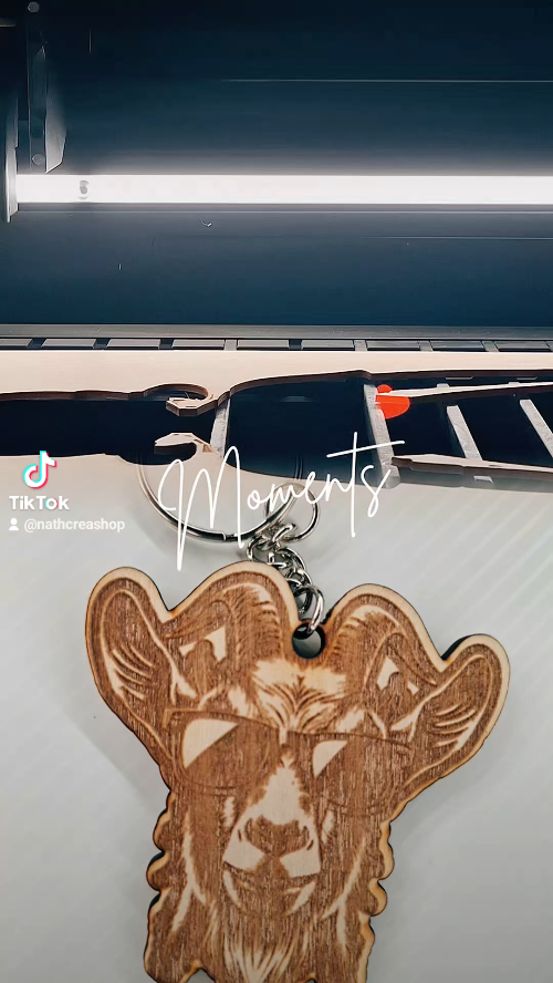 [Laser cut and engrave] Porte-clés en bois représentant une chèvre avec des lunettes de soleil