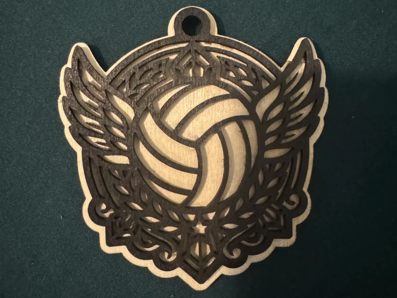 [Laser cut and engrave] Volleyball Winged Emblem Ornament
