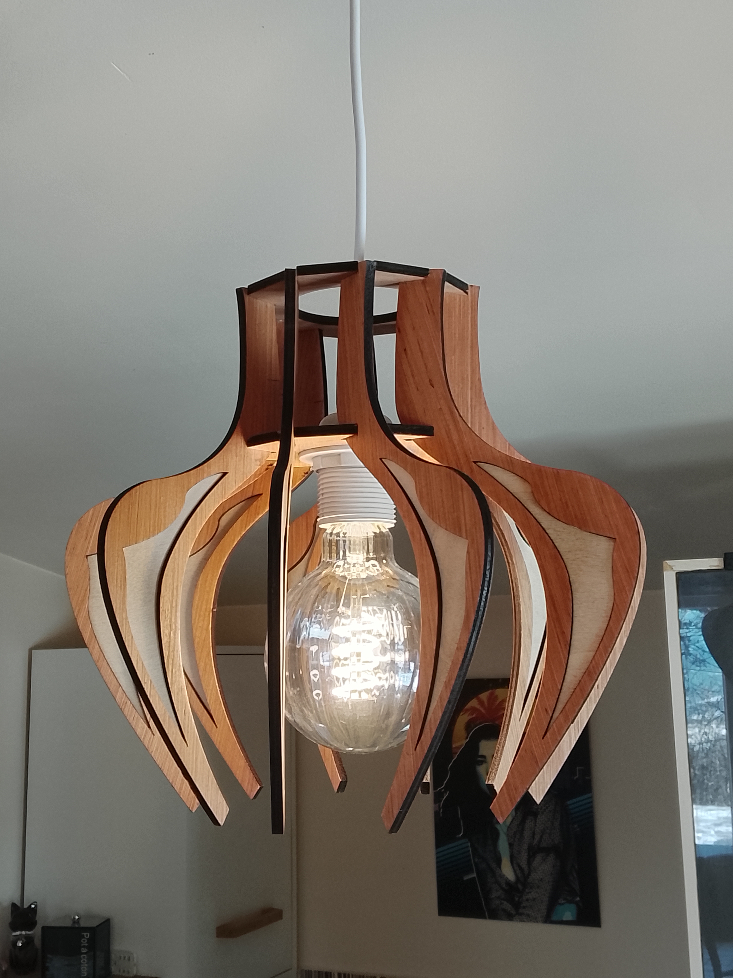 [Laser cut and engrave] Abat-jour en bois à structure organique