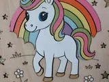 [Laser cut and engrave] Plaque décorative ronde personnalisée avec motif licorne et arc-en-ciel pour enfant