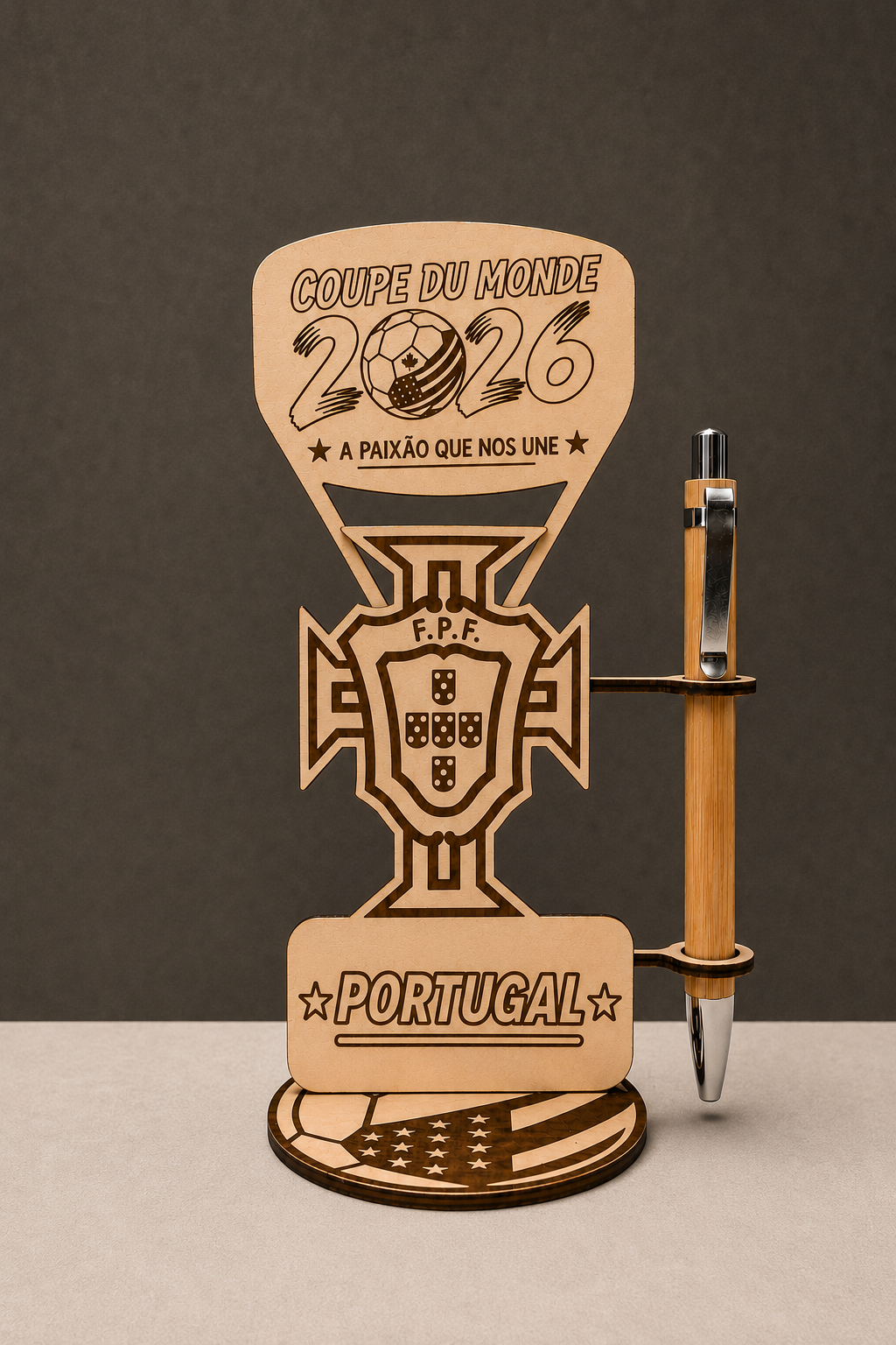 Porte-stylo Coupe du Monde 2026 aux couleurs du Portugal - Free