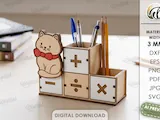 [Laser cut and engrave] 3D School Desk Organizers Bundle. Pencil Holder Laser Cut Files. Personalized Desk Caddy. Back to School SVG. Teacher Gift. Cute Animals