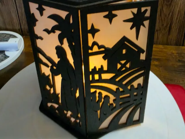 Nativity Scene Silhouette Lantern with Warm Glow