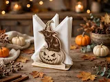 [Laser cut and engrave] Halloween Napkin Holder SVG - Black Cat Witch Pumpkin Laser Cut File, Fall Napkin Holder, 3mm Plywood Halloween Decor