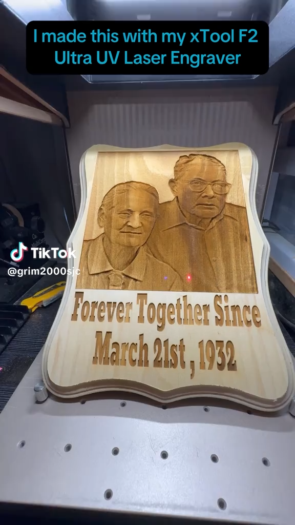 Wooden Anniversary Plaque with Portrait and Forever Together Inscription