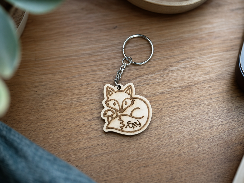 Foxy Fox Keychain with Mushroom Motif