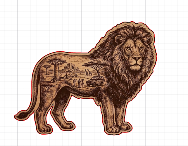 [Laser cut and engrave] Lion Silhouette Wall Art Featuring African Safari Landscape Scene
