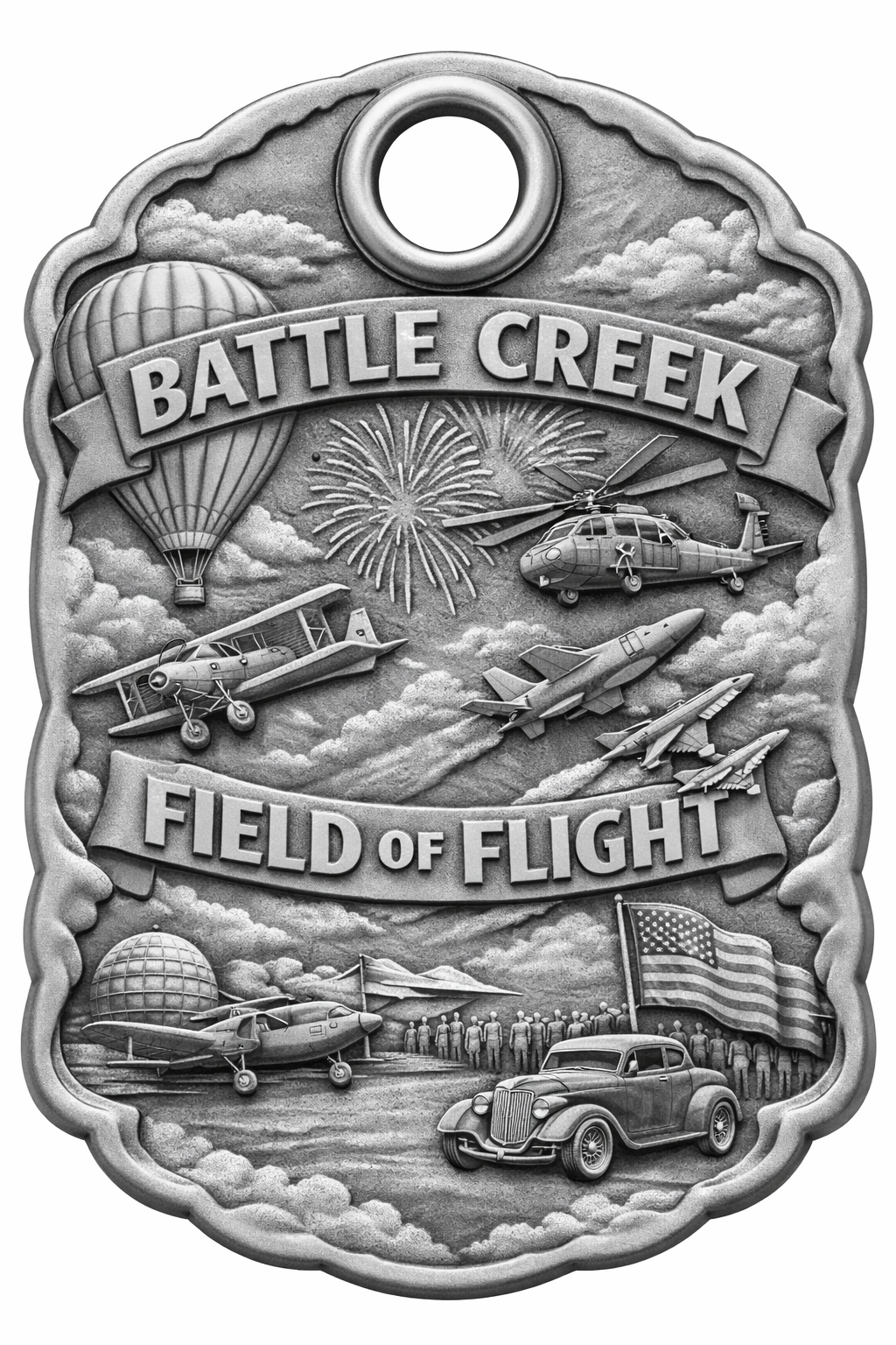 [Laser cut and engrave] Battle Creek Field of Flight Commemorative Metal Medallion