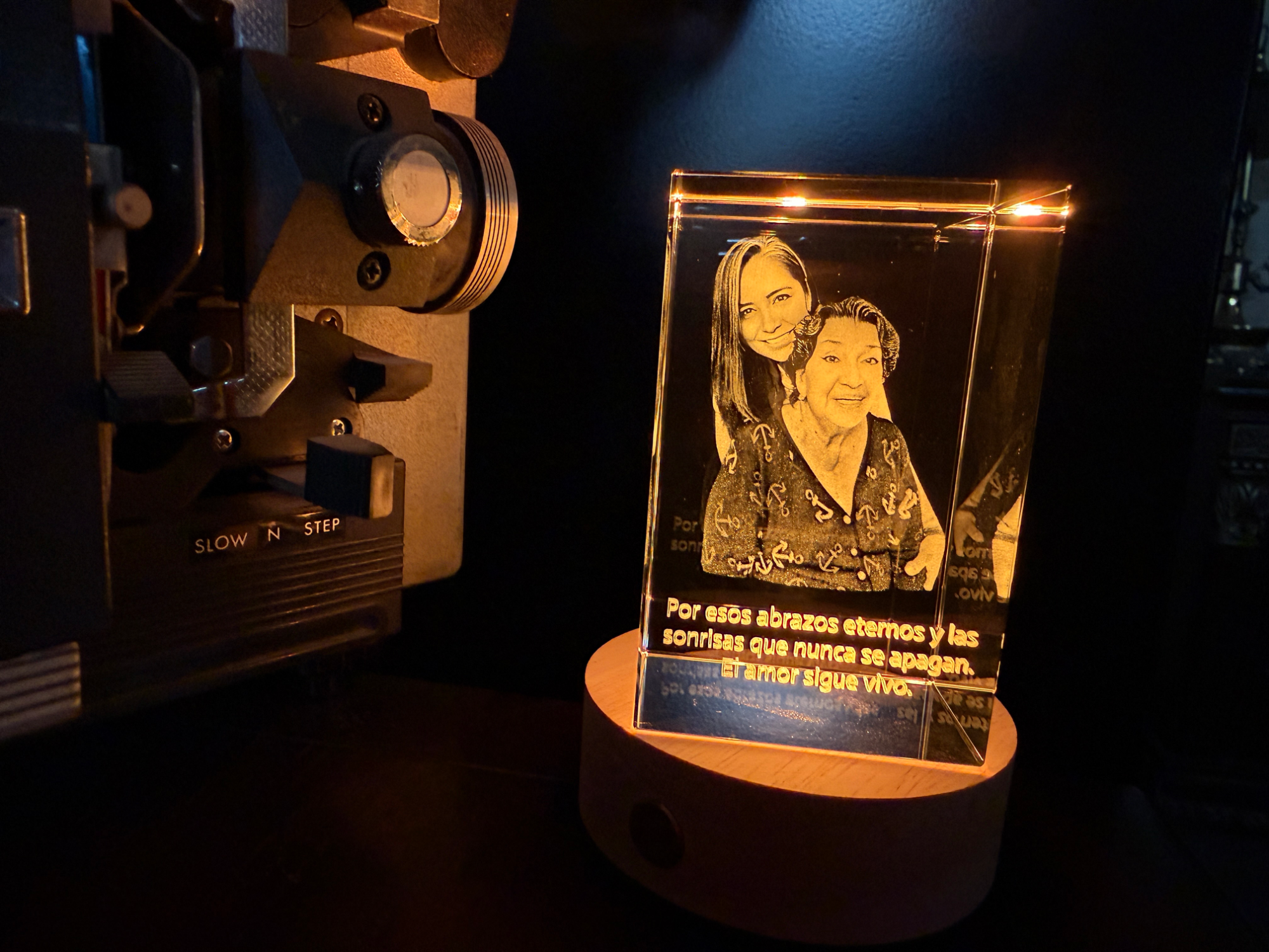 Illuminated Memorial Crystal Block with Portrait memorial sympathy gift design