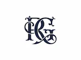[Laser cut and engrave] Monogramme doré entrelacé avec les lettres R et G sur fond violet