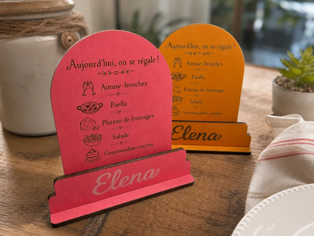 Menu de table personnalisé avec support pour repas de fête