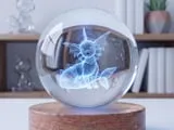 [Laser cut and engrave] Vaporeon Crystal Ball with Wooden Base