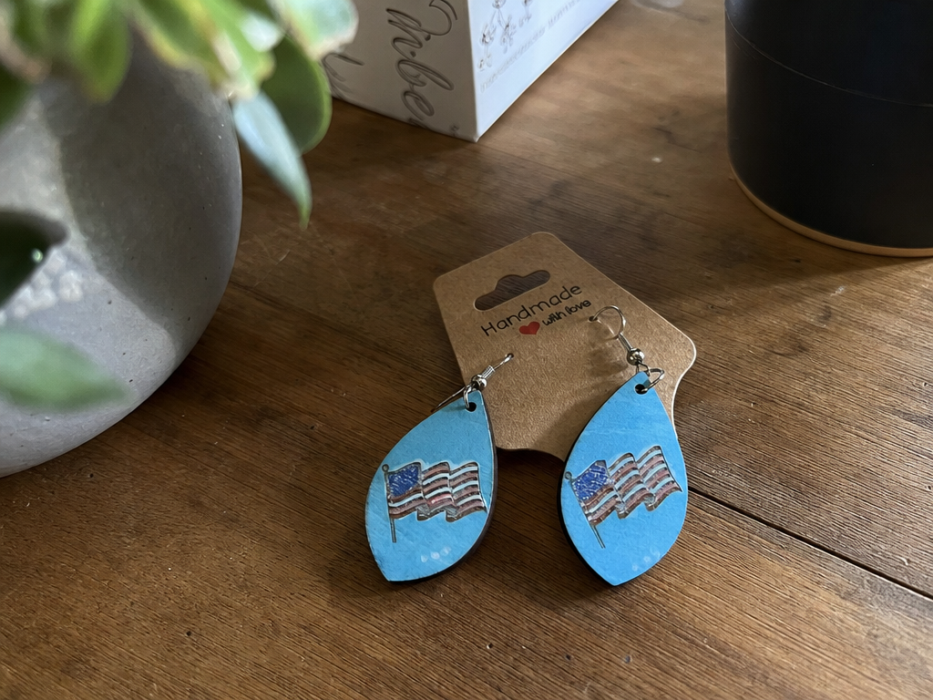 Teardrop Earrings Featuring American Flag Design