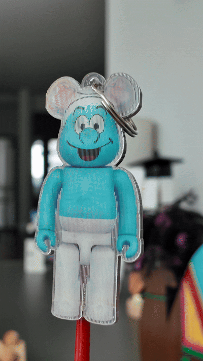 [Laser cut and engrave] The visible Smurf lenticular Keychain