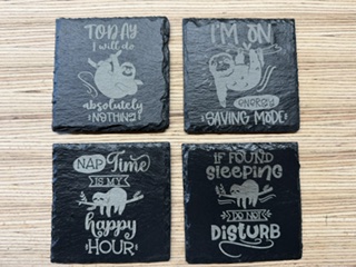 [Laser cut and engrave] Sloth Coaster