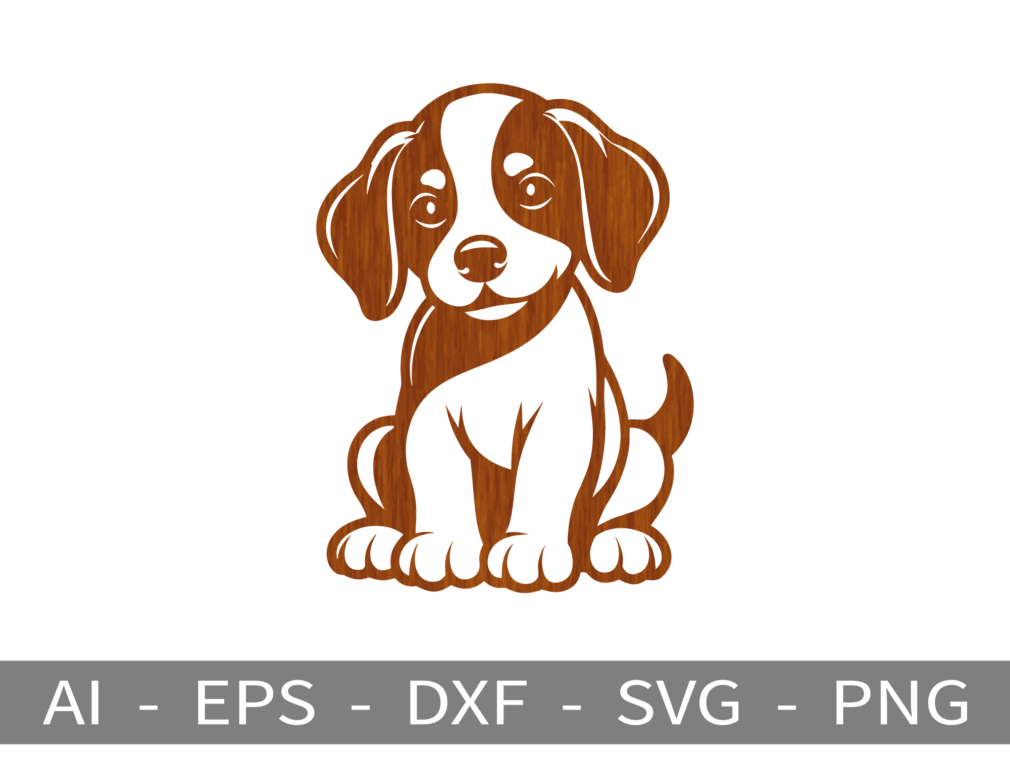 [Laser cut and engrave] Wooden Sitting Puppy Dog Figurine - Laser Cutting Design