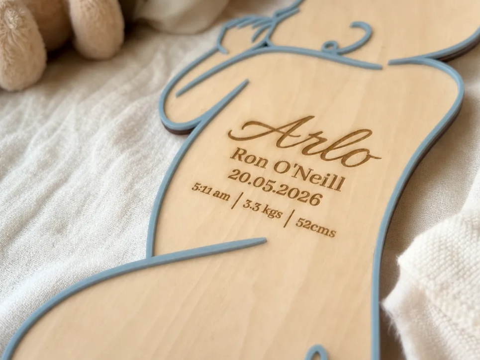 Personalized Baby Birth Announcement Plaque with Name and Stats