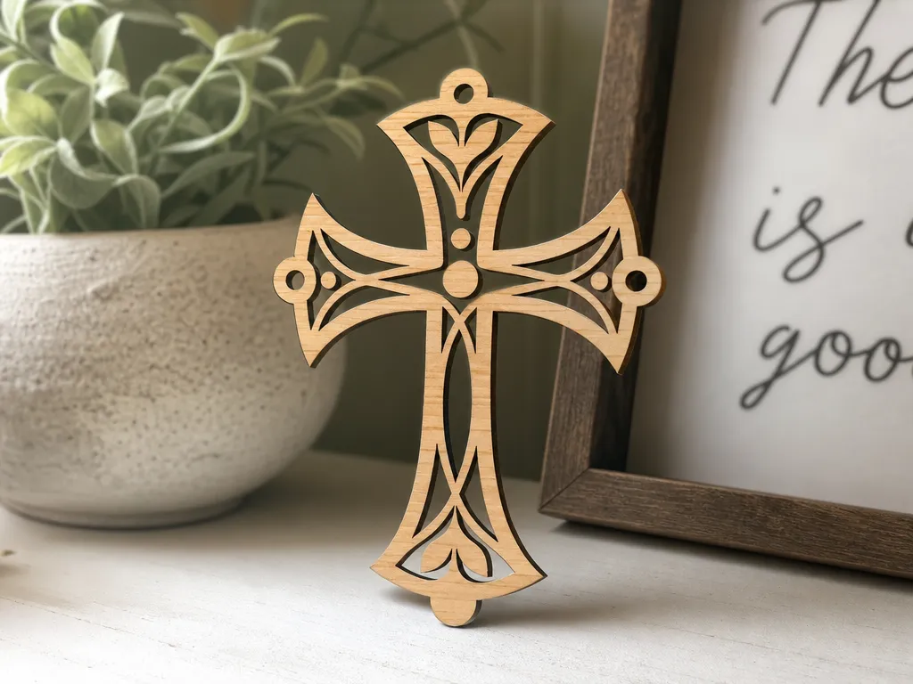 Ornate Wooden Cross Wall Hanging