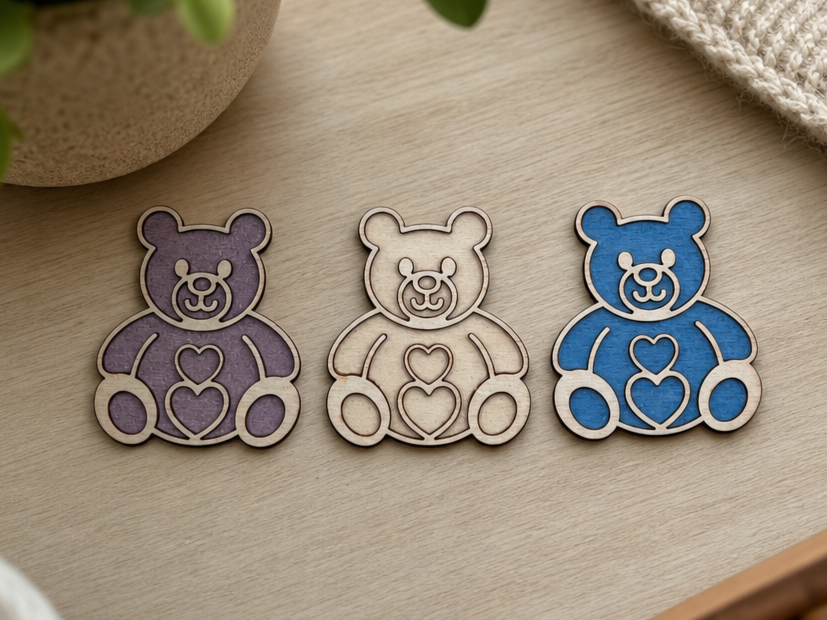 Teddy Bear Cutouts with Heart Accents