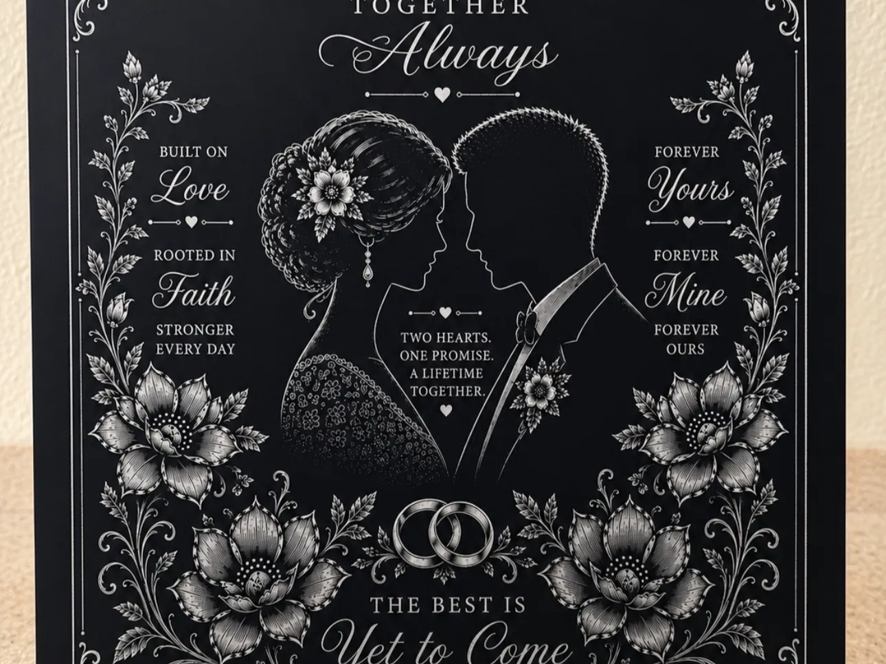 Together Always-Black Acrylic Wedding Plaque