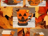 [Laser cut and engrave] Autumn Themed Pumpkin and Coffee Cup Tiered Tray Tabletop Signs