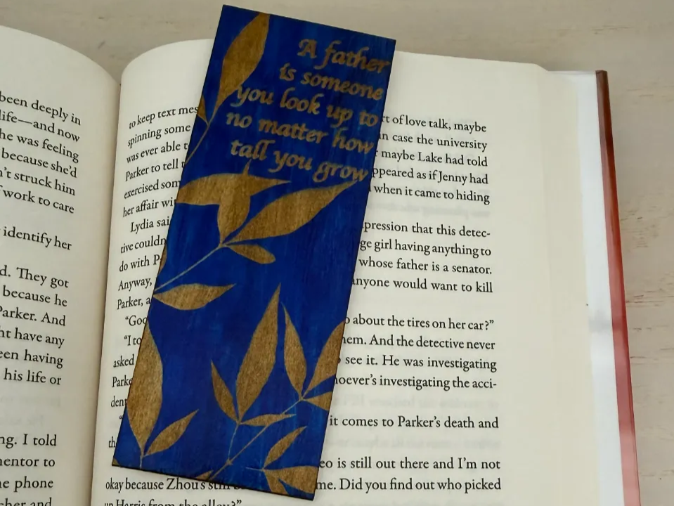 Cyanotype-Inspired Wooden Bookmark for Father's Day