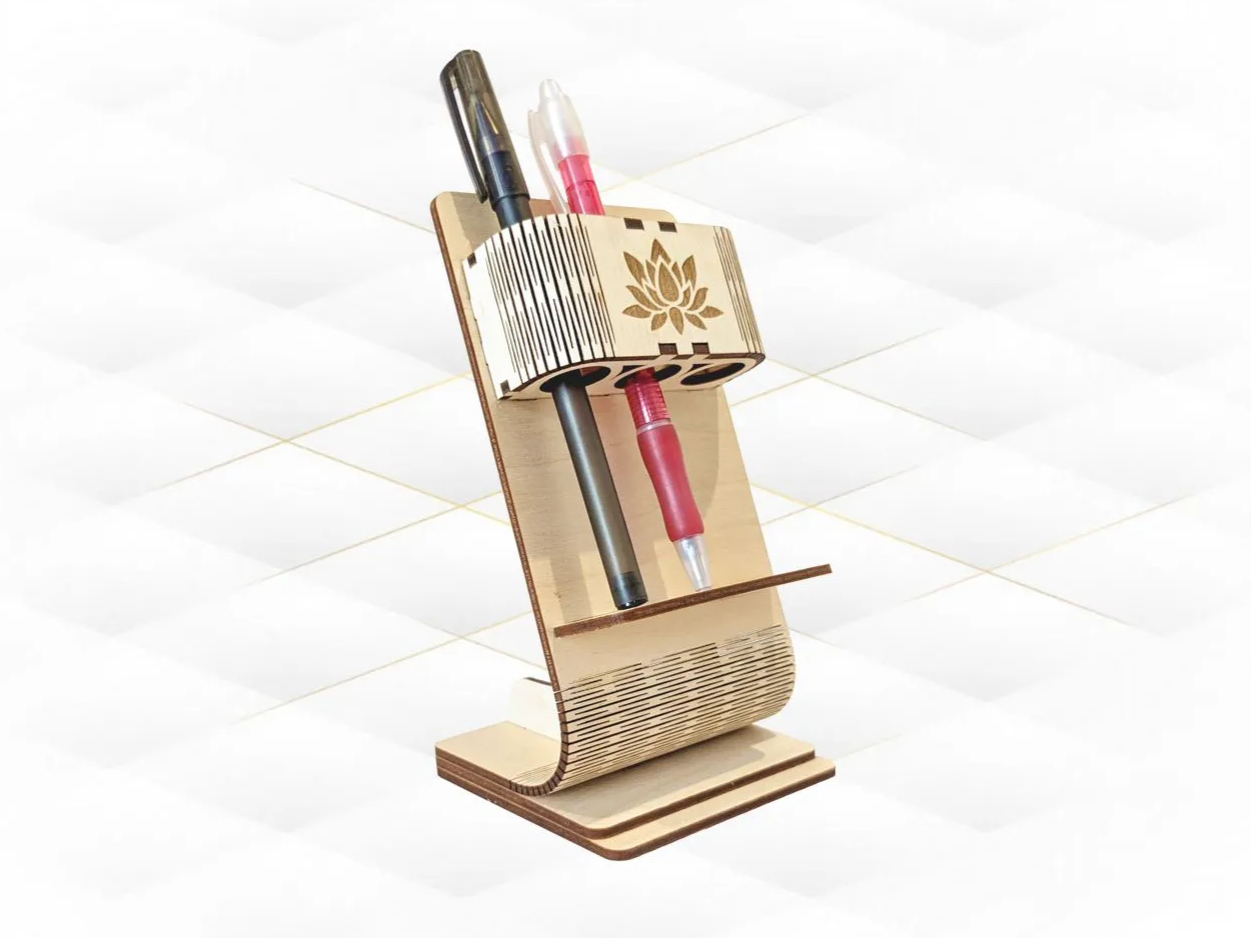 Gift Holder 3 Pens Laser Cut Template, Desk Organizer Office, Laser Cutting Design