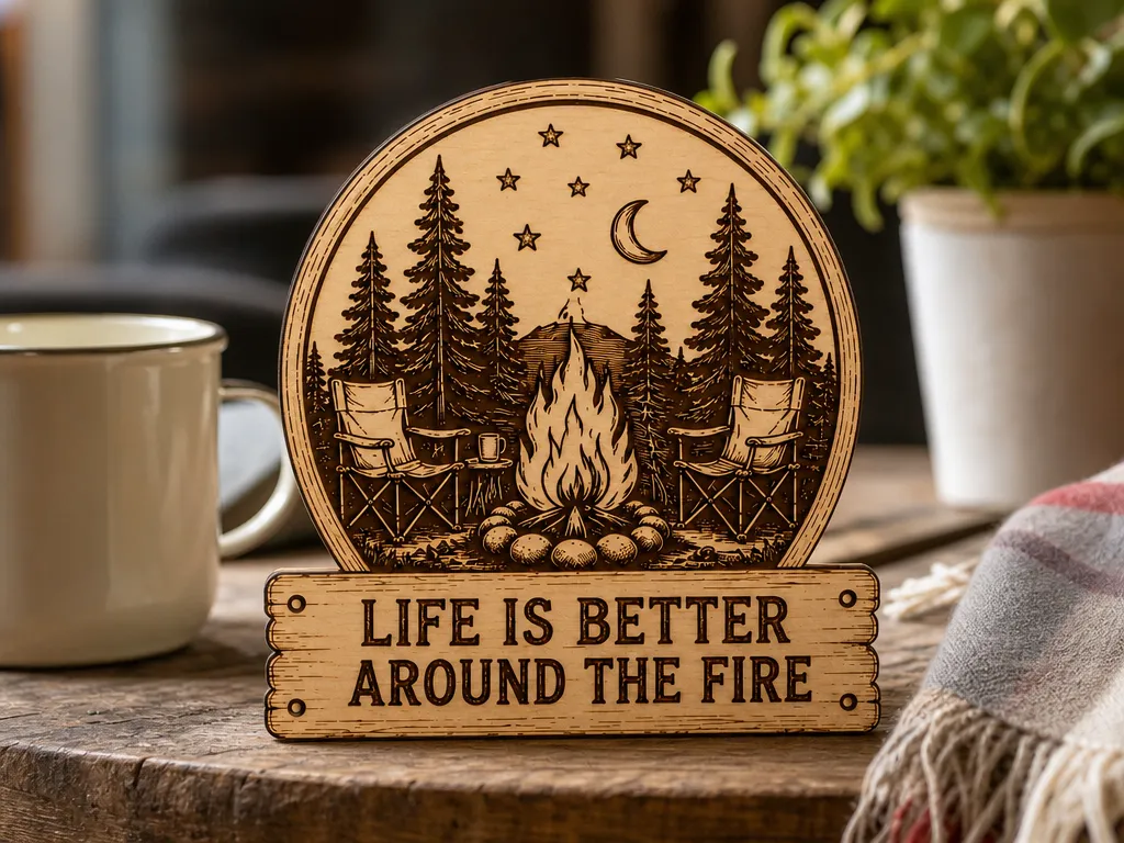Life Is Better Around the Fire - Campfire Camping Wooden Sign