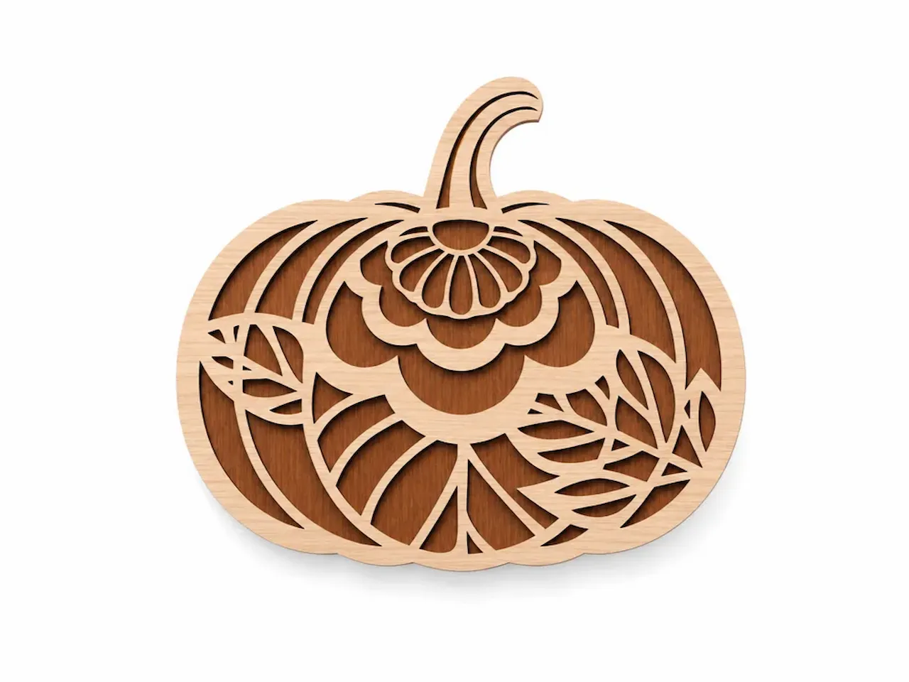 [Laser cut and engrave] Floral Pumpkin Wall Hanging