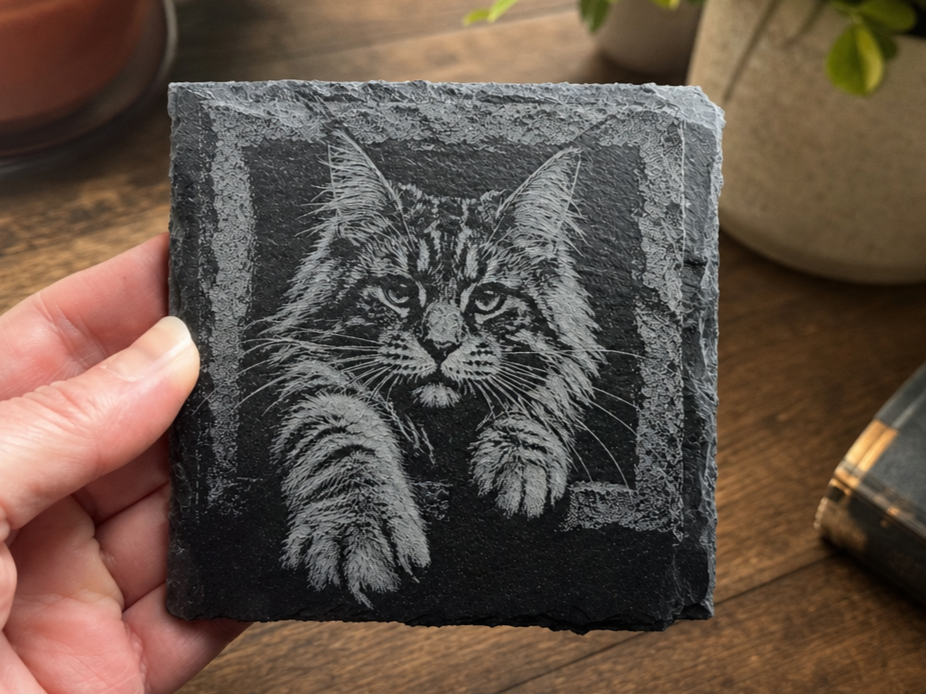 Maine coon on slate