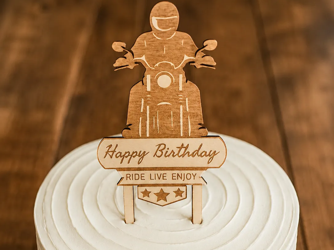 Motorcycle Happy Birthday Cake Topper