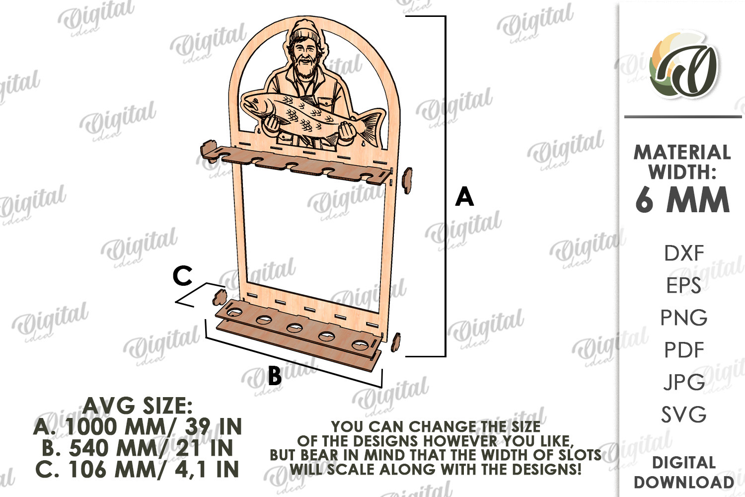 [Laser cut and engrave] 3D Fishing Rod Racks bundle. Fishing lure display laser cut files. Fisherman gift svg. Lake house wall decor. Hanging fishing pole organizer