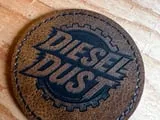 [Laser cut and engrave] Diesel Dust Round Leather Patch with Gear Motif