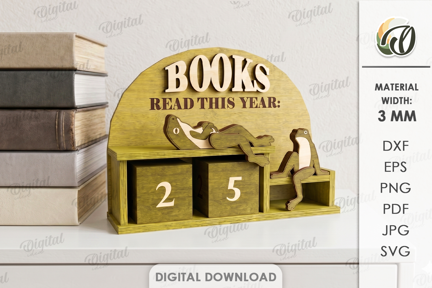 [Laser cut and engrave] 3D Books Read This Year Trackers Bundle. Reading Counter Shelf Decor Laser Cut Files. Book Tracker Display. Kids Room Decor. Book Lover