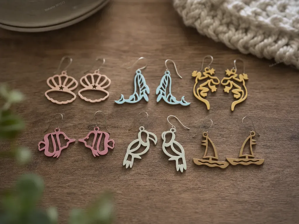 Assorted Tropical and Nautical Themed Dangle Earrings