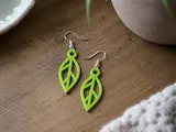 [Laser cut and engrave] Bright Green Leaf Shape Dangle Earrings