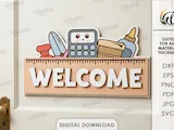 [Laser cut and engrave] Personalized Classroom Signs Bundle. Teacher Name Sign Laser Cut Files. School Welcome Door Hanger. Layered School Decor SVG. Kids. Children