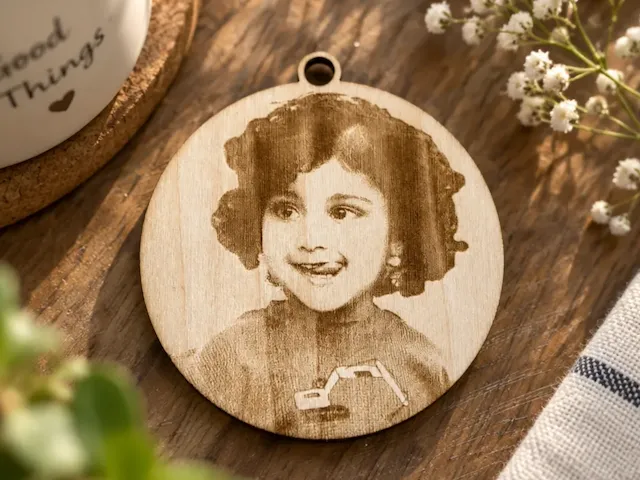 portrait keychain basswood laser engraving
