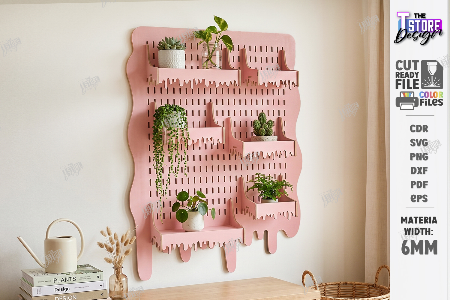 [Laser cut and engrave] Wall Mounted Pegboard Display Shelves for Indoor Plants and Home Organization Laser Cut Bundle