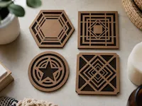 [Laser cut and engrave,DTF Printing,Other] Set of Four Geometric Patterned Drink Coasters