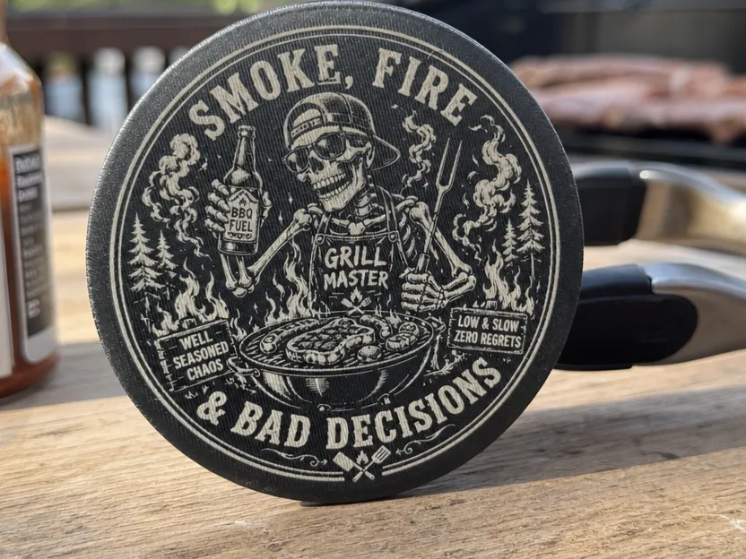 Grill Master Skeleton Coaster Halloween coaster idea
