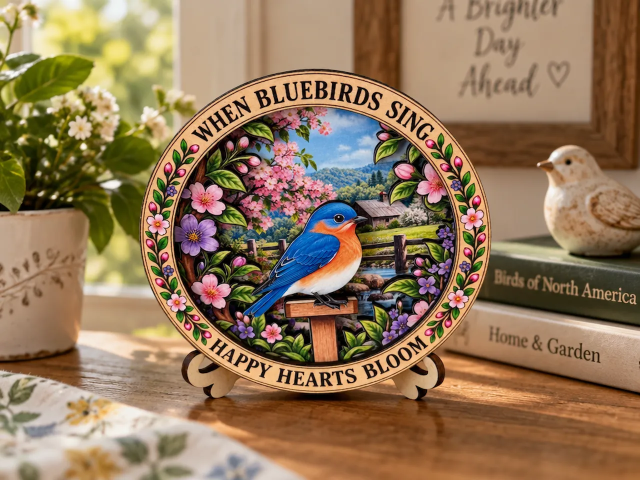 [Laser cut and engrave,Inkjet printing] Layered Bluebird Keepsake