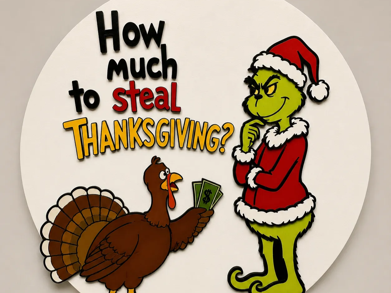 How Much To Steal Thanksgiving Grinch and Turkey Wall Sign