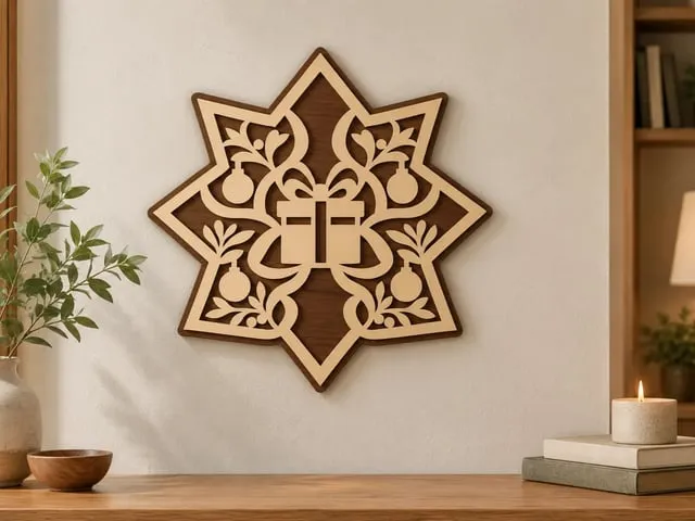 Star-Shaped Wooden Christmas Gift Box Wall Art & Home Decor